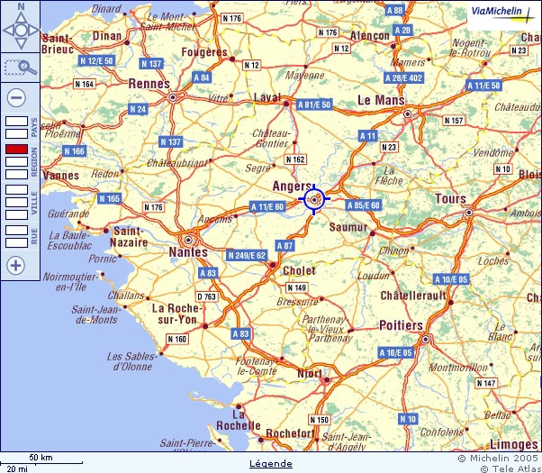 Carte Routière Michelin - Pays de Loire