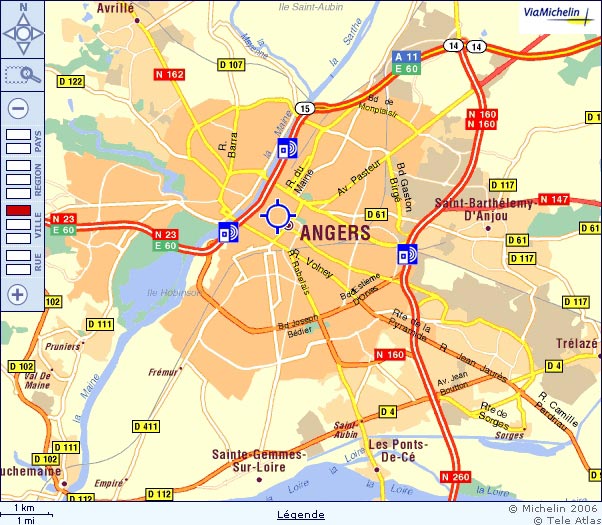 Carte Routière Michelin - Angers