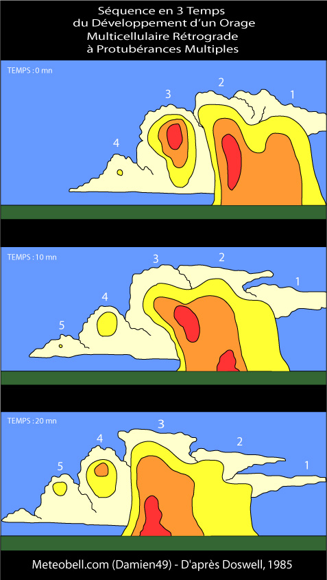 Phases d'un Orage Multicellulaire Rétrograde